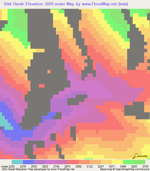 Sikh Darah,Afghanistan Elevation Map