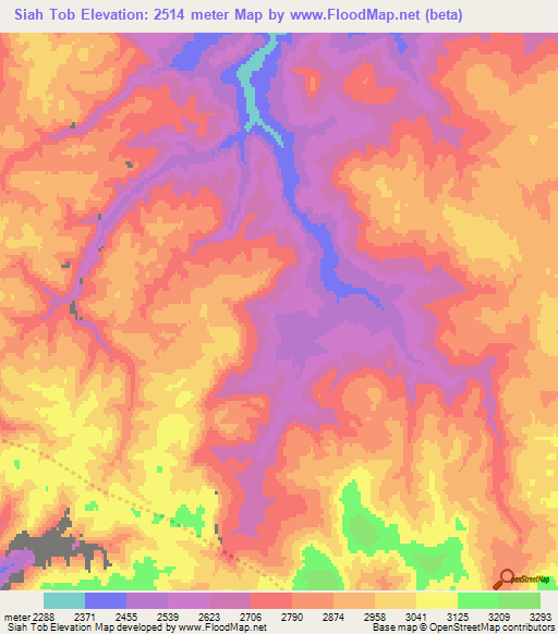 Siah Tob,Afghanistan Elevation Map