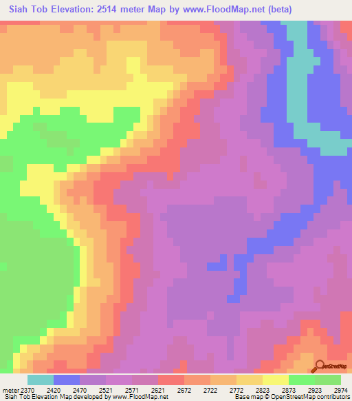 Siah Tob,Afghanistan Elevation Map