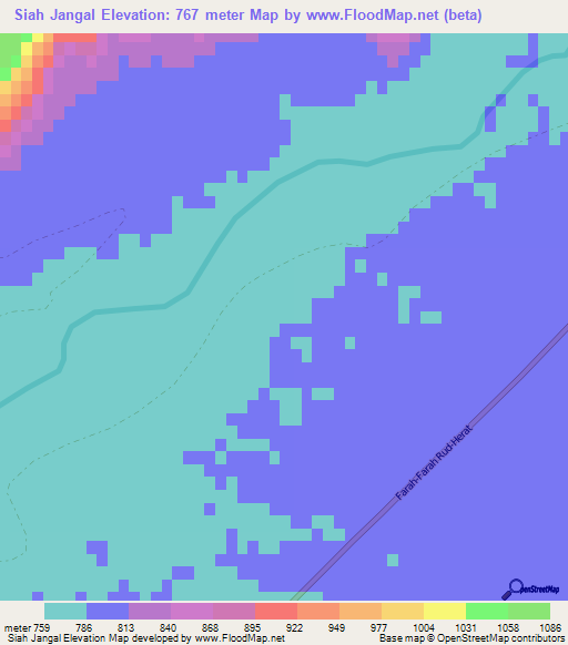 Siah Jangal,Afghanistan Elevation Map