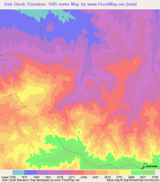Siah Darah,Afghanistan Elevation Map