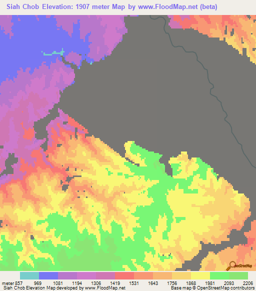 Siah Chob,Afghanistan Elevation Map