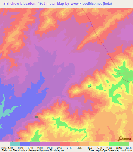 Siahchow,Afghanistan Elevation Map