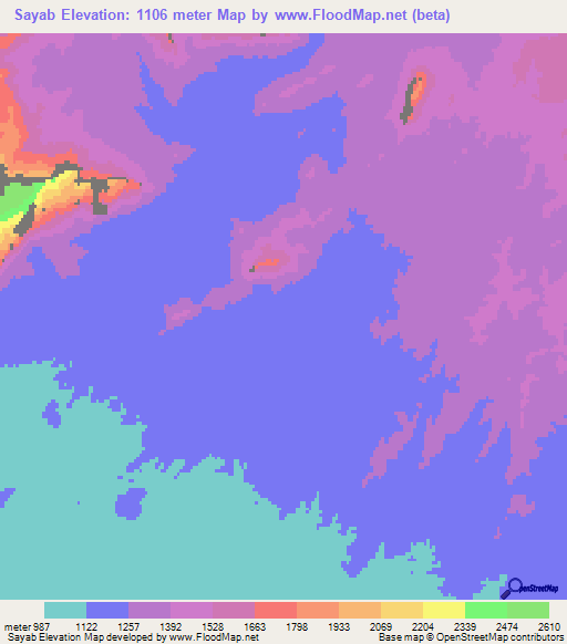 Sayab,Afghanistan Elevation Map