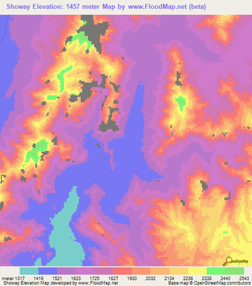Showay,Afghanistan Elevation Map