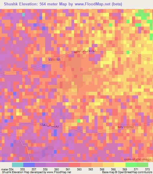 Shushk,Afghanistan Elevation Map