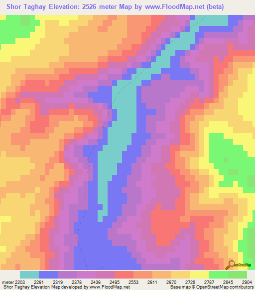 Shor Taghay,Afghanistan Elevation Map
