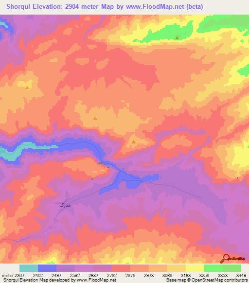 Shorqul,Afghanistan Elevation Map