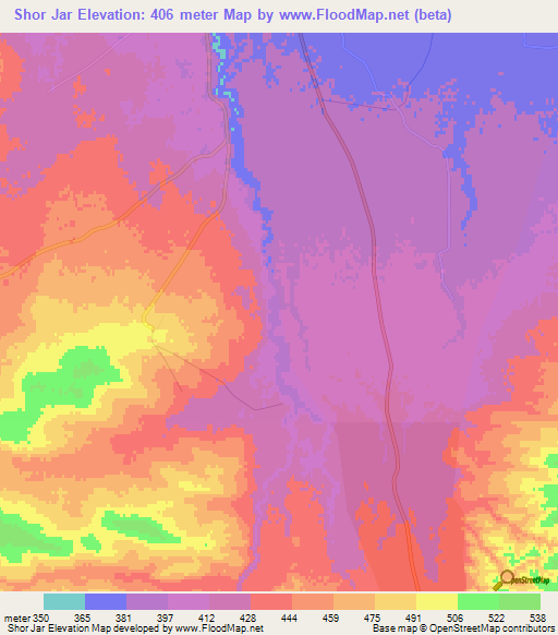 Shor Jar,Afghanistan Elevation Map