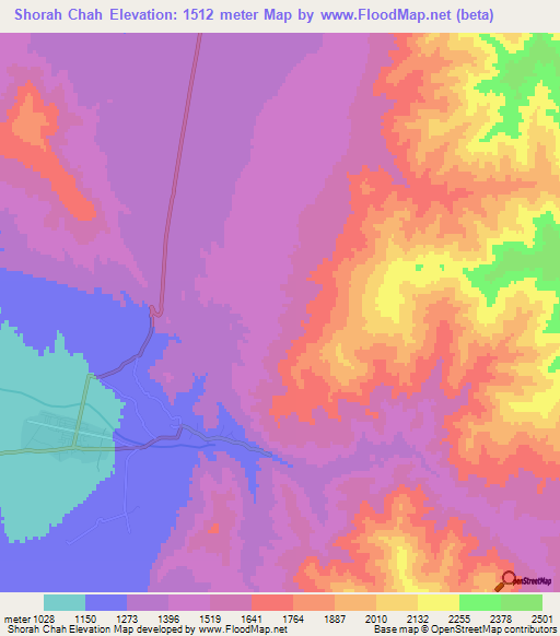 Shorah Chah,Afghanistan Elevation Map