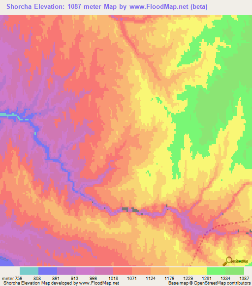 Shorcha,Afghanistan Elevation Map