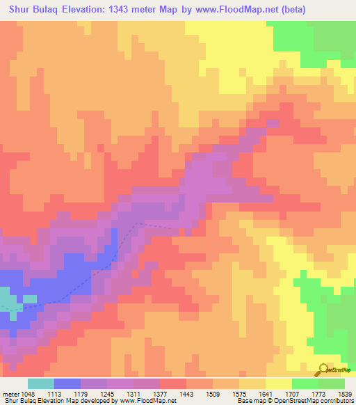 Shur Bulaq,Afghanistan Elevation Map