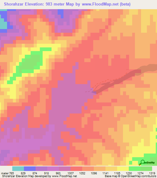 Shorahzar,Afghanistan Elevation Map