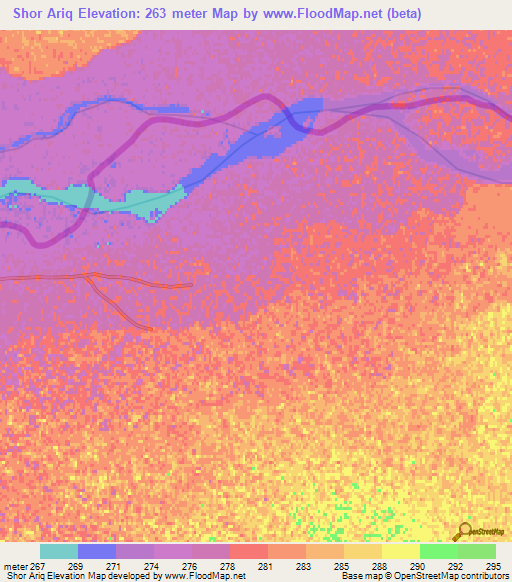 Shor Ariq,Afghanistan Elevation Map