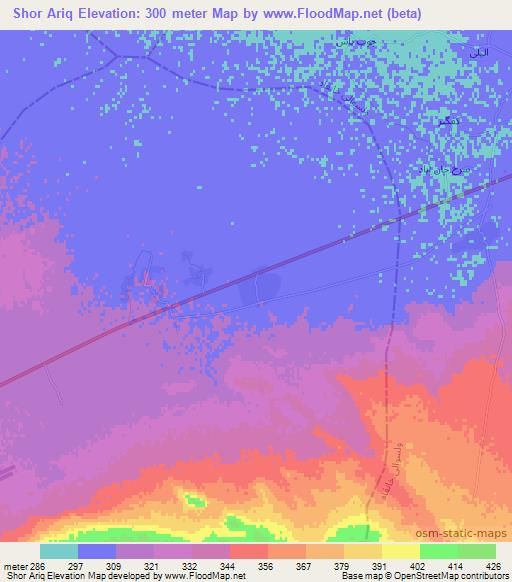 Shor Ariq,Afghanistan Elevation Map