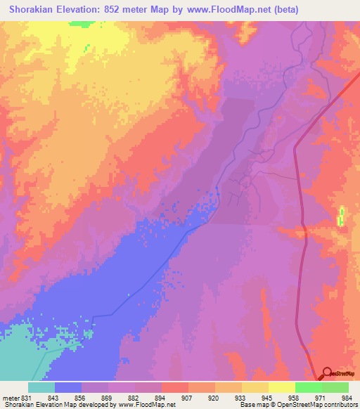 Shorakian,Afghanistan Elevation Map