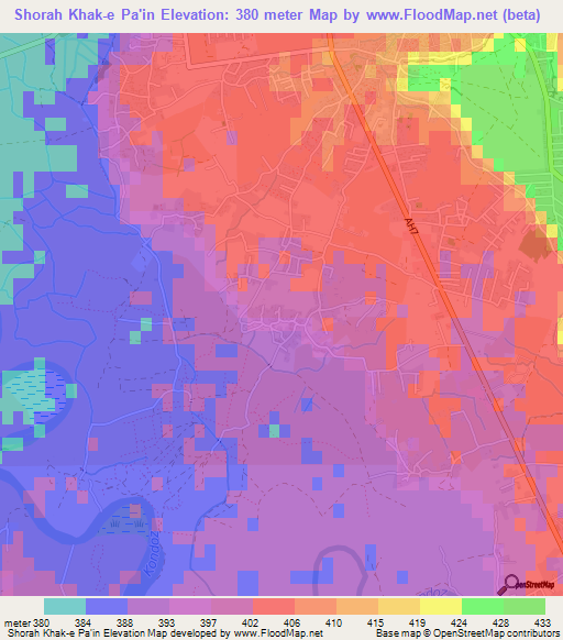 Shorah Khak-e Pa'in,Afghanistan Elevation Map