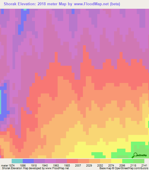 Shorak,Afghanistan Elevation Map