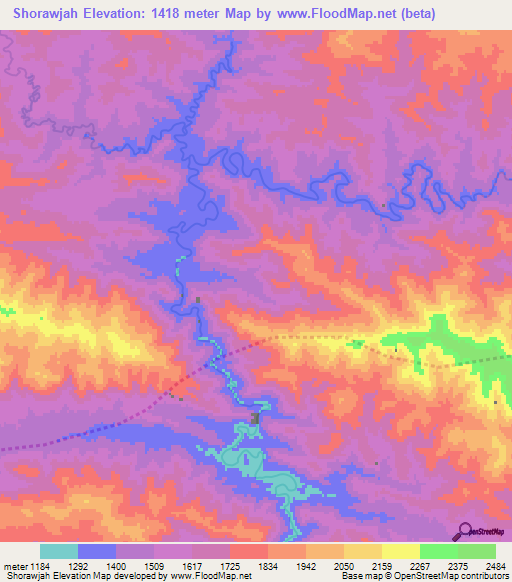 Shorawjah,Afghanistan Elevation Map