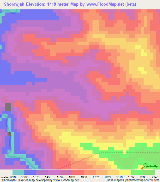 Shorawjah,Afghanistan Elevation Map