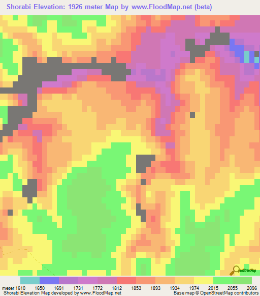 Shorabi,Afghanistan Elevation Map