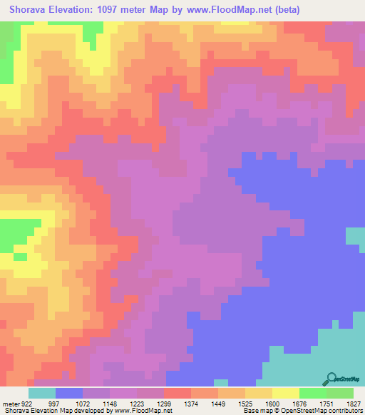 Shorava,Afghanistan Elevation Map