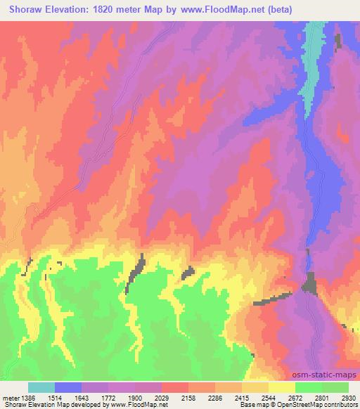 Shoraw,Afghanistan Elevation Map
