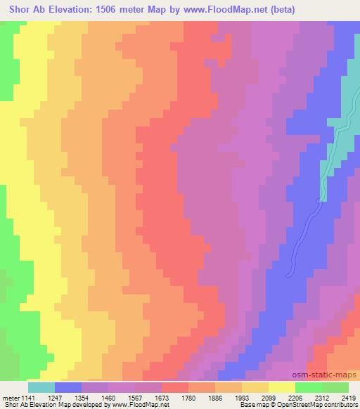 Shor Ab,Afghanistan Elevation Map
