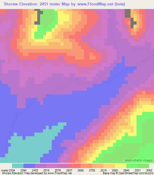 Shoraw,Afghanistan Elevation Map
