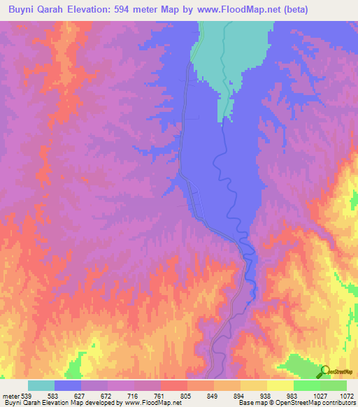 Buyni Qarah,Afghanistan Elevation Map