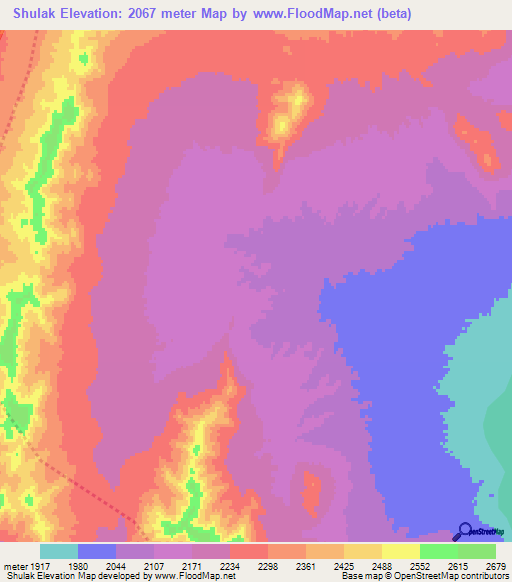Shulak,Afghanistan Elevation Map