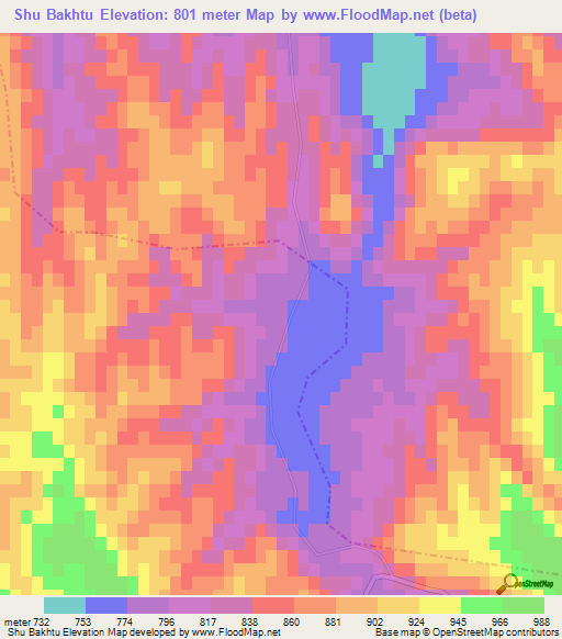 Shu Bakhtu,Afghanistan Elevation Map