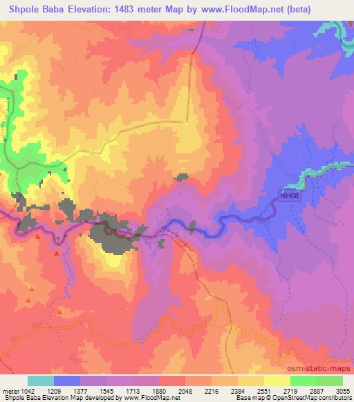 Shpole Baba,Afghanistan Elevation Map