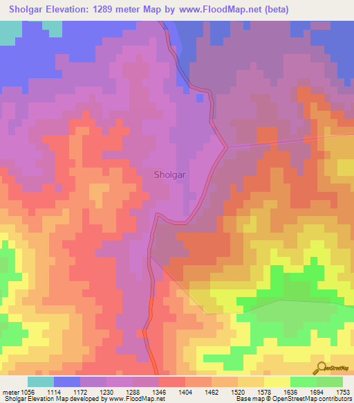 Sholgar,Afghanistan Elevation Map