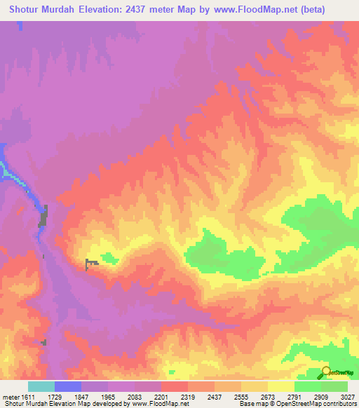 Shotur Murdah,Afghanistan Elevation Map