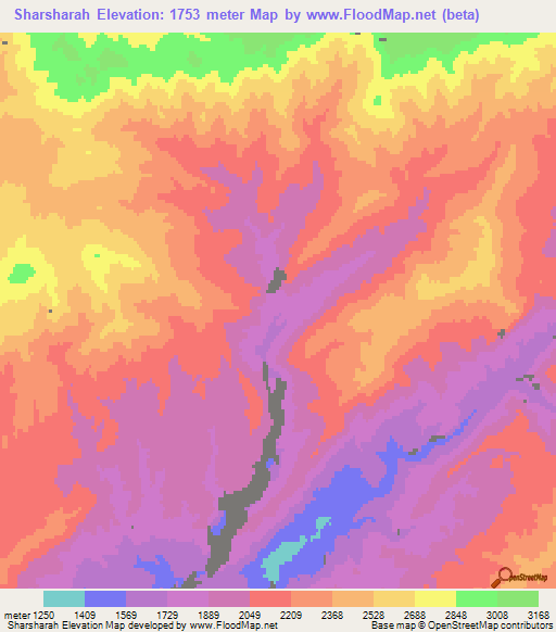 Sharsharah,Afghanistan Elevation Map
