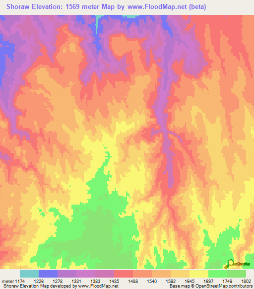 Shoraw,Afghanistan Elevation Map