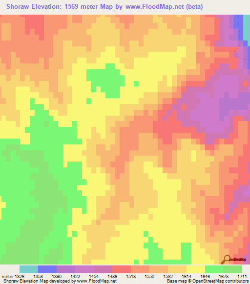 Shoraw,Afghanistan Elevation Map