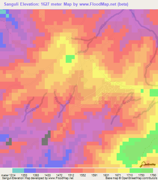 Sanguli,Afghanistan Elevation Map