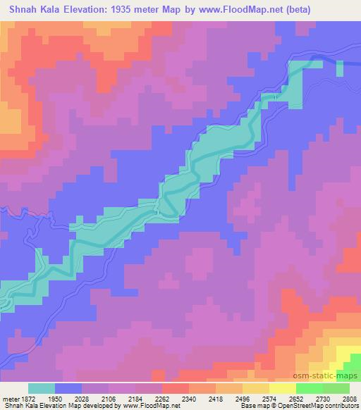 Shnah Kala,Afghanistan Elevation Map