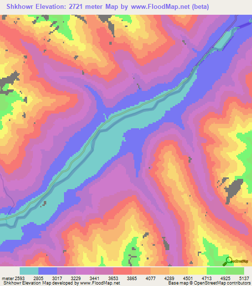 Shkhowr,Afghanistan Elevation Map