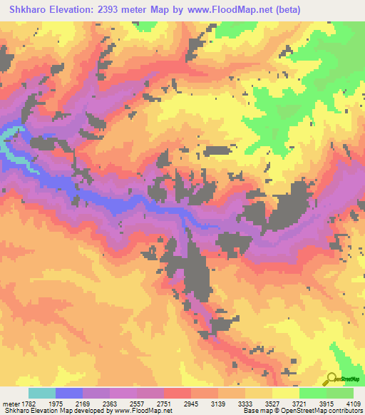 Shkharo,Afghanistan Elevation Map