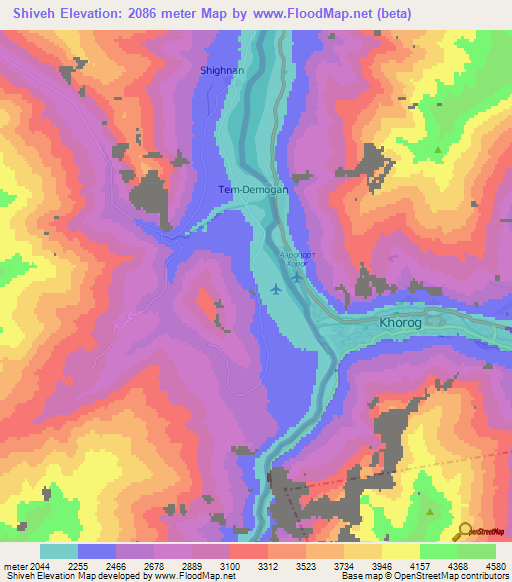 Shiveh,Afghanistan Elevation Map