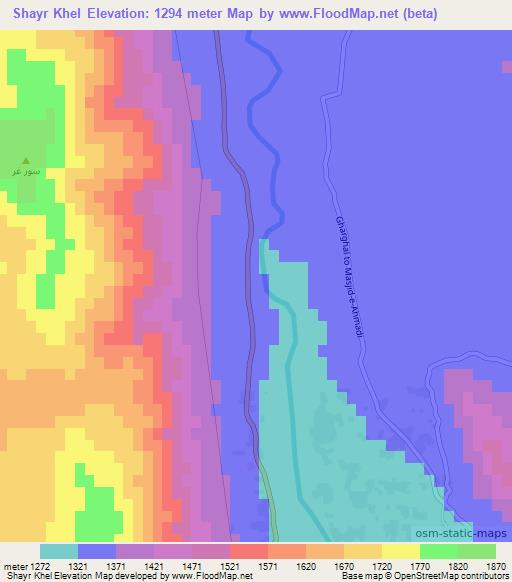 Shayr Khel,Afghanistan Elevation Map