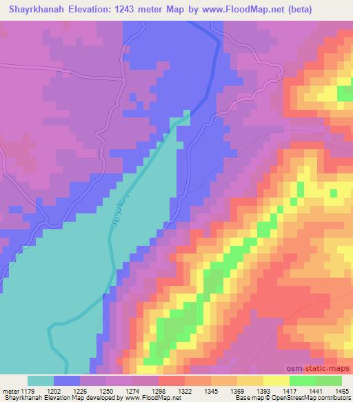 Shayrkhanah,Afghanistan Elevation Map
