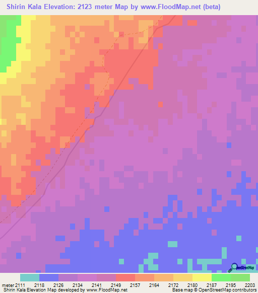 Shirin Kala,Afghanistan Elevation Map