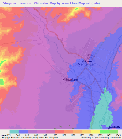 Shayrgar,Afghanistan Elevation Map
