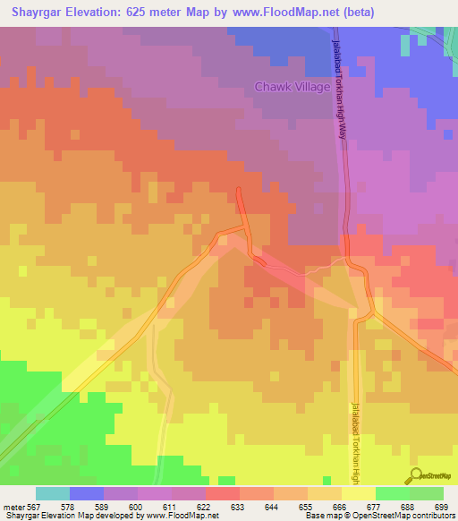 Shayrgar,Afghanistan Elevation Map