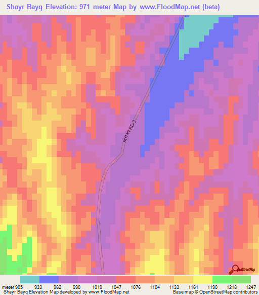Shayr Bayq,Afghanistan Elevation Map