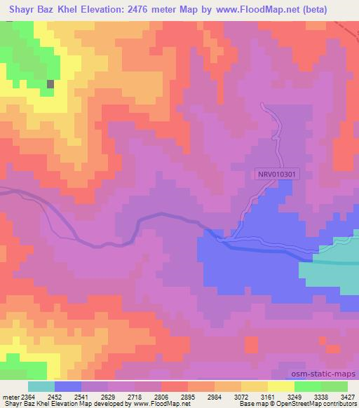 Shayr Baz Khel,Afghanistan Elevation Map